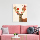 Hirsche und liebende Vögel Leinwanddruck (Insitu (Wohnzimmer))