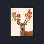 Hirsche und liebende Vögel Leinwanddruck<br><div class="desc">Hirsche und liebende Vögel von Fab Funky. Der Hirsch posiert mit seinen Feathery-Freunden und Blume über seinen Geweihten. | 190909D</div>