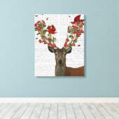 Hirsche und liebende Vögel Leinwanddruck (Insitu (Holzboden))