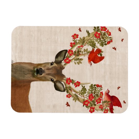 Hirsche und liebende Vögel Magnet (Horizontal)