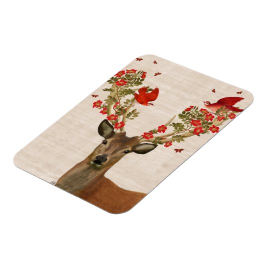 Hirsche und liebende Vögel Magnet (Linke Seite)