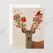 Hirsche und liebende Vögel Postkarte (Vorne/Hinten)