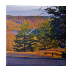 Hirsche und Muttersee Fliese