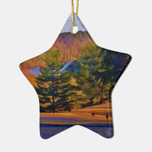 Hirsche und Muttersee Keramik Ornament (Links)