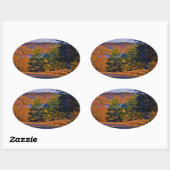 Hirsche und Muttersee Ovaler Aufkleber (Blatt)