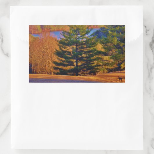 Hirsche und Muttersee Rechteckiger Aufkleber (Tasche)