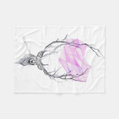 Hirsche und rosa geometrisches Herz zeichnend Tier Fleecedecke (Vorderseite (Horizontal))