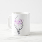 Hirsche und rosa geometrisches Herz zeichnend Tier Kaffeetasse (Vorderseite Links)