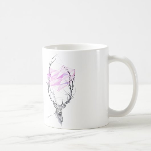 Hirsche und rosa geometrisches Herz zeichnend Tier Kaffeetasse (Rechts)