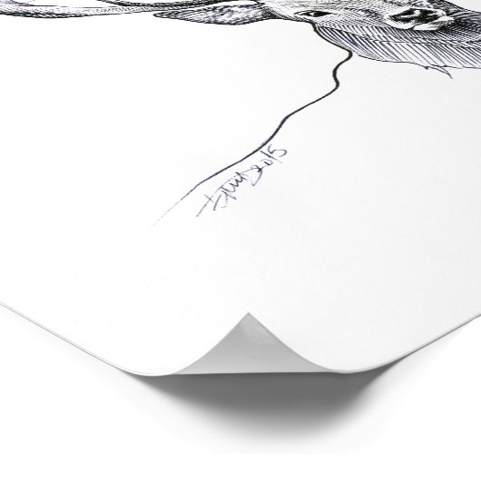 Hirsche und rosa geometrisches Herz zeichnend Tier Poster (Ecke)