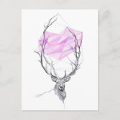 Hirsche und rosa geometrisches Herz zeichnend Tier Postkarte (Vorderseite)