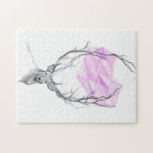 Hirsche und rosa geometrisches Herz zeichnend Tier Puzzle (Horizontal)