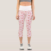 Hirsche und Schneeflocken Weiße und rote Weihnacht Capri Leggings (Vorderseite)