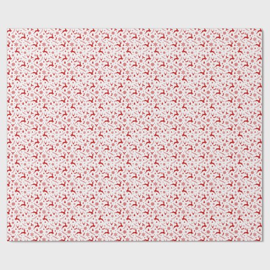 Hirsche und Schneeflocken Weiße und rote Weihnacht Geschenkpapier (Flach)