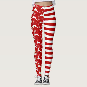 Hirsche und Streifen Weihnachten Leggings