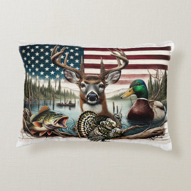 Hirsche und USA Land Dekokissen (Rückseite)