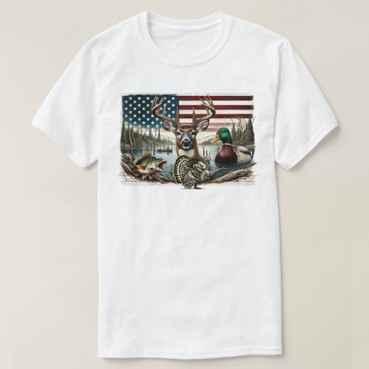 Hirsche und USA Land T-Shirt (Design vorne)