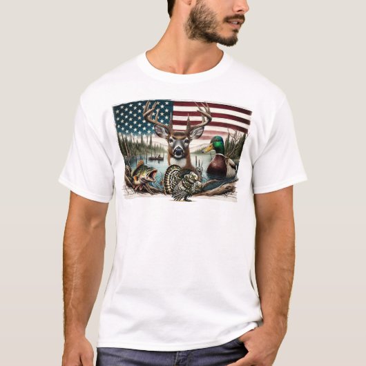 Hirsche und USA Land T-Shirt (Vorderseite)