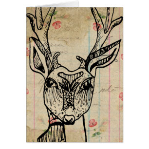 Hirsche und Vintage Blumendekor Notizbuchpapier fü