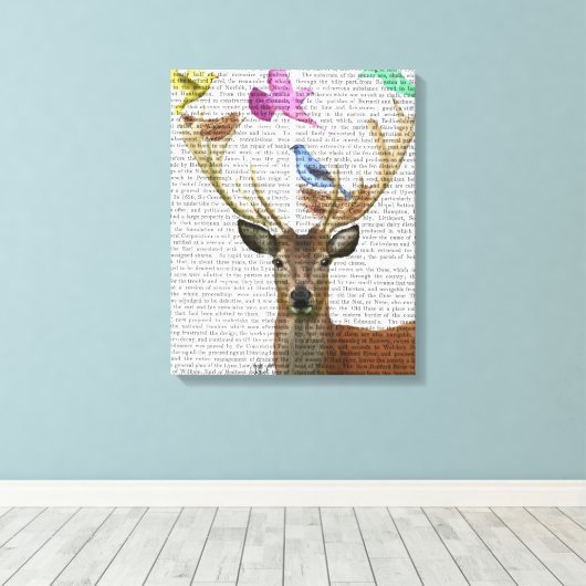 Hirsche und Vögel Nests Pastel Shades Leinwanddruck (Insitu (Holzboden))