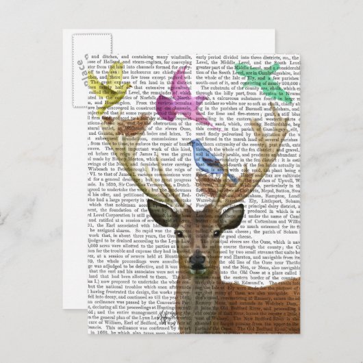 Hirsche und Vögel Nests Pastel Shades Postkarte (Vorne/Hinten)