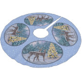 Hirsche und Weihnachtsbaum Schneeflocken Polyester Weihnachtsbaumdecke (Schrägansicht)