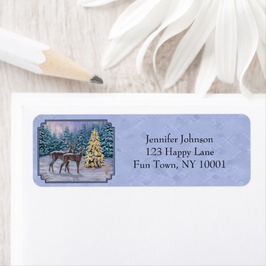 Hirsche und Weihnachtsbaum Winter Blau (Insitu)