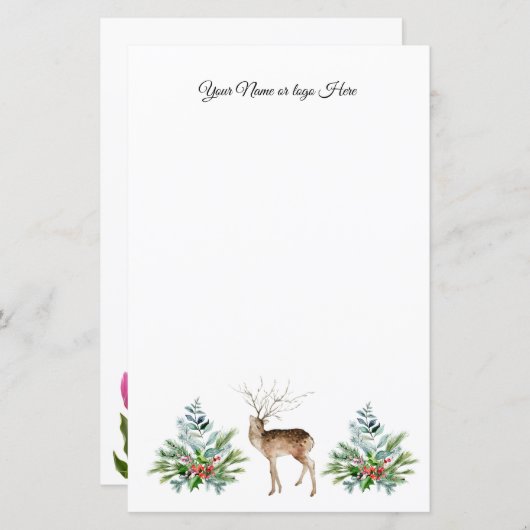 Hirsche und Weihnachtsbäume Personalisiertes Gesch (Vorne/Hinten)