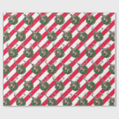 Hirsche und Weihnachtskranz in Schneeflocken Geschenkpapier (Flach)