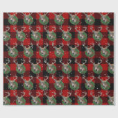 Hirsche und Weihnachtskranz in Schneeflocken Geschenkpapier (Flach)