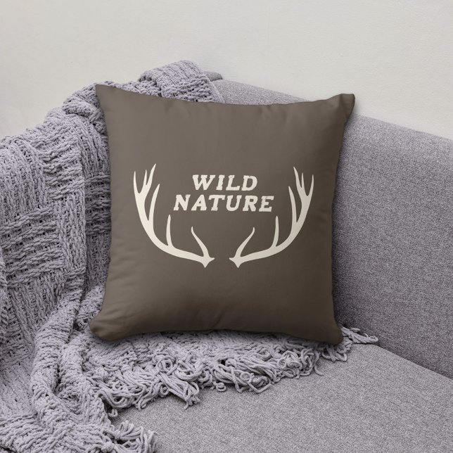 Hirsche und wilde Natur Kissen (Deer Antlers & Wild Nature Pillow)