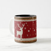 Hirsche und Winter-Tasse Zweifarbige Tasse (Vorderseite Links)