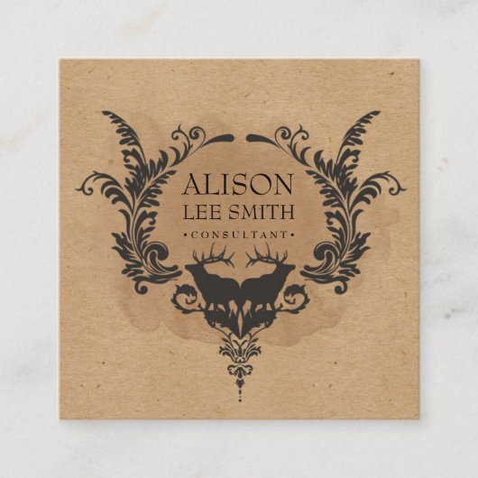 Hirsche und Ziergegenstände Quadratische Visitenkarte (Vorderseite)