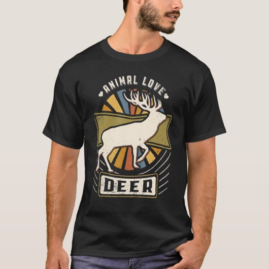Hirsche Vintages Retro-Tier T-Shirt (Vorderseite)