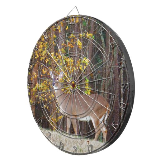 Hirsche vor dem gelben Herbstbaum Dartscheibe (Vorderseite rechts)