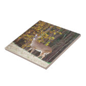 Hirsche vor dem gelben Herbstbaum Fliese (Seite)