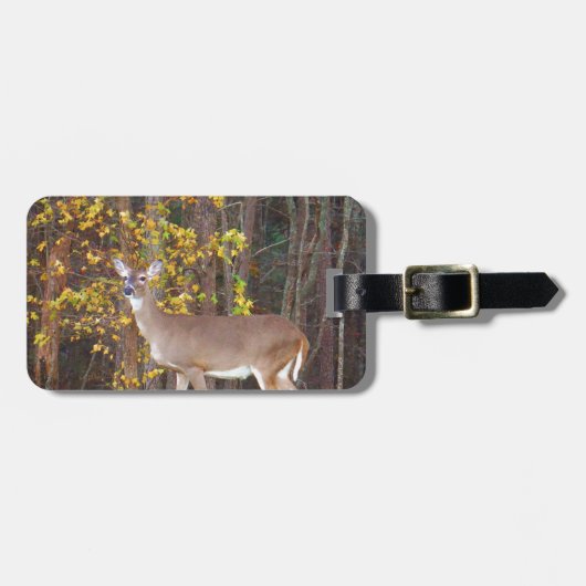 Hirsche vor dem gelben Herbstbaum Gepäckanhänger (Vorderseite horizontal)