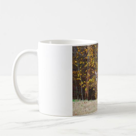 Hirsche vor dem gelben Herbstbaum Kaffeetasse (Links)