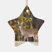Hirsche vor dem gelben Herbstbaum Keramik Ornament (Rechts)