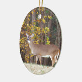 Hirsche vor dem gelben Herbstbaum Keramikornament (Links)