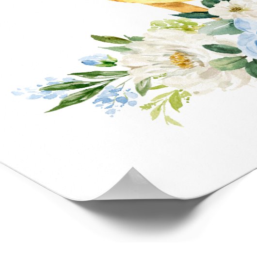 Hirsche, Waldtiere, Boho, Blüten Poster (Ecke)