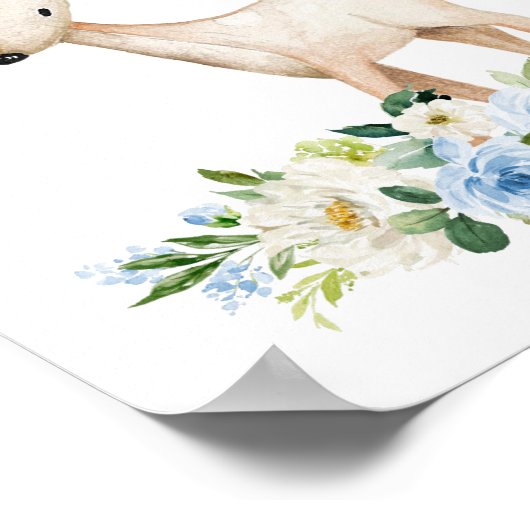 Hirsche, Waldtiere, Boho, Blüten Poster (Ecke)