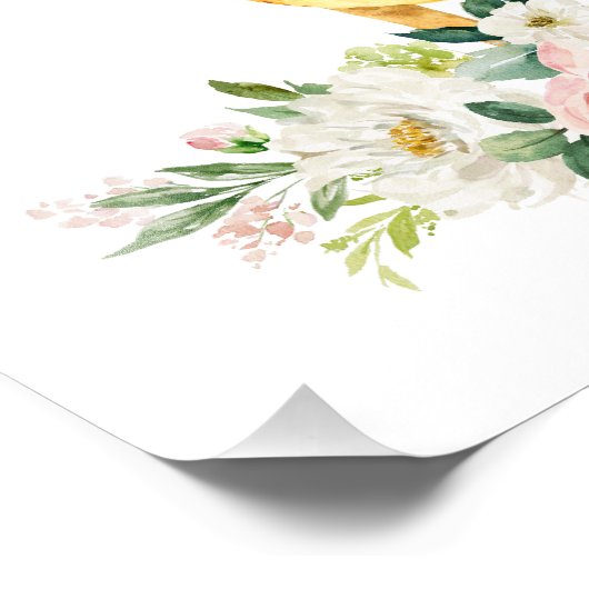 Hirsche, Waldtiere, Boho, rosa Blume Fotodruck (Ecke)