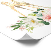 Hirsche, Waldtiere, Boho, rosa Blume Poster (Ecke)