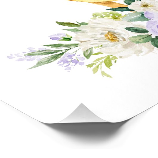 Hirsche, Waldtiere, Boho, violette Blumen Fotodruck (Ecke)