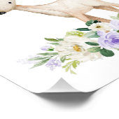 Hirsche, Waldtiere, Boho, violette Blumen Fotodruck (Ecke)
