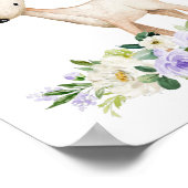 Hirsche, Waldtiere, Boho, violette Blumen Poster (Ecke)