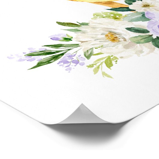 Hirsche, Waldtiere, Boho, violette Blumen Poster (Ecke)