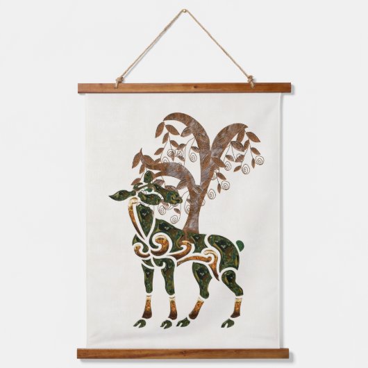 Hirsche Wandteppich Mit Holzrahmen (Vorderseite)
