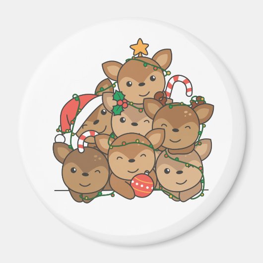 Hirsche Weihnachtsbaum Funny Animal Christmas Magn Magnet (Vorne)
